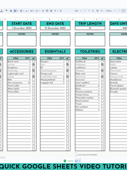 Packing 1 Checklist